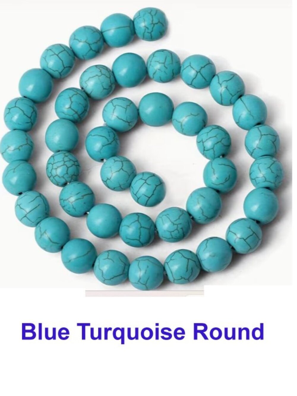 Beautiful Blue Turquoise Round  15" Strand